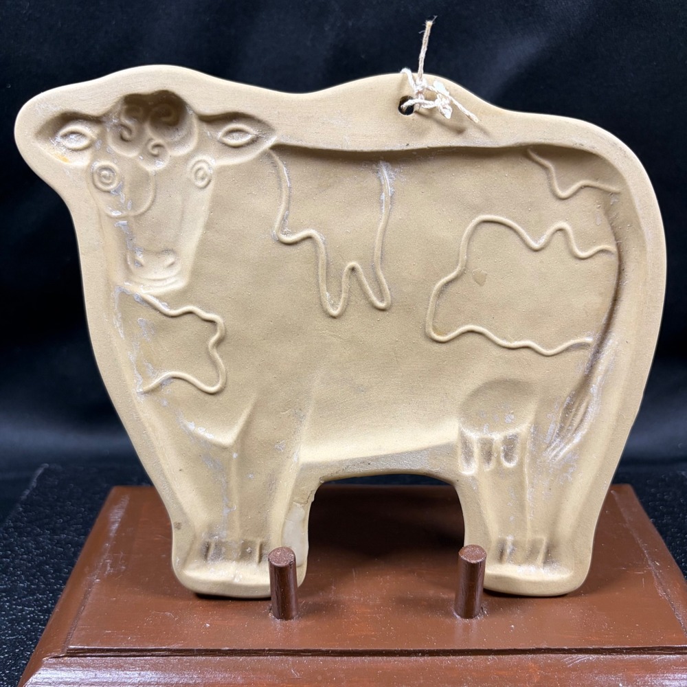 Brown Bag Cookie Art Cow Stoneware Mold Hill Design Inc 1985 Vintage Farmhouse